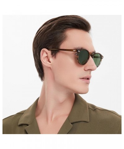 Vintage Polarized Sunglasses for Men UV400 Protection Retro Fashion Eyewear Hand-crafted Acetate Frame CA5288L R7: Green Lens...