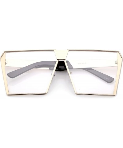 Modern Oversize Semi Rimless Gradient Color Flat Lens Square Sunglasses 69mm Gold / Clear $10.79 Square