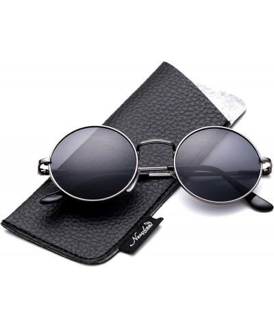 John Lennon Glasses Hippy 60's Vintage Retro Round Sunglasses & Clear Lens Sunglasses - Gunmetal/Smoke Smoke $7.94 Round