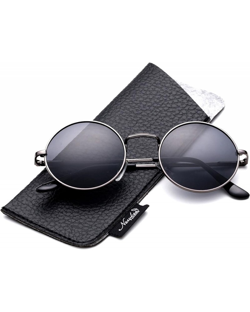 John Lennon Glasses Hippy 60's Vintage Retro Round Sunglasses & Clear Lens Sunglasses - Gunmetal/Smoke Smoke $7.94 Round