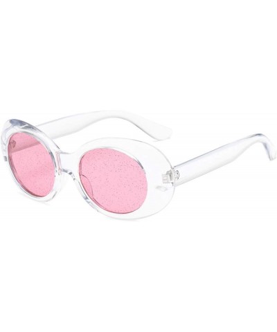 Women's Cat Eye Sunglasses Retro Oval Oversized Plastic Lenses glasses Pink White $7.74 Oval