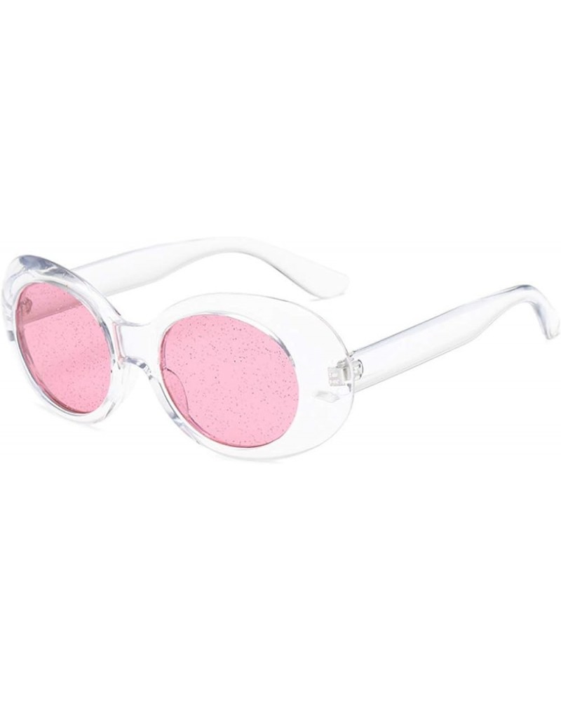 Women's Cat Eye Sunglasses Retro Oval Oversized Plastic Lenses glasses Pink White $7.74 Oval