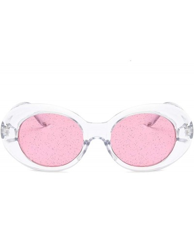 Women's Cat Eye Sunglasses Retro Oval Oversized Plastic Lenses glasses Pink White $7.74 Oval