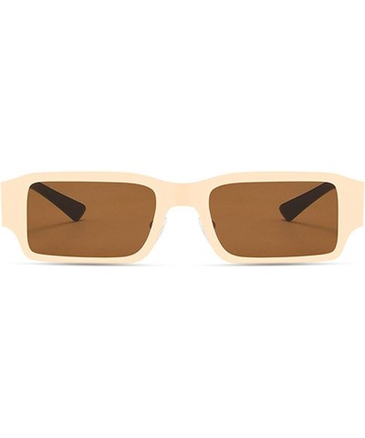 Fashion Small Square Sunglasses for Men Women Metal Frame UV Protection Stylish Design Gold Frame/Brown Lens $10.77 Square