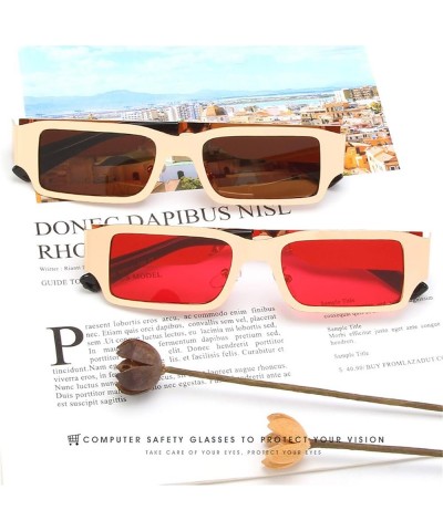 Fashion Small Square Sunglasses for Men Women Metal Frame UV Protection Stylish Design Gold Frame/Brown Lens $10.77 Square