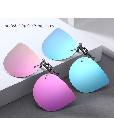 Clip On Sunglasses Polarized Anti-glare UV400 Flip-up Driving Sunglasses Clip-on Eyeglasses Blue Mirror Coating Lenses $7.64 ...