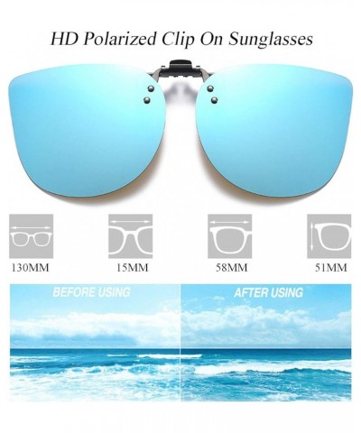 Clip On Sunglasses Polarized Anti-glare UV400 Flip-up Driving Sunglasses Clip-on Eyeglasses Blue Mirror Coating Lenses $7.64 ...