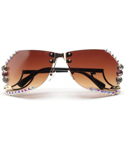 Vintage Fashion Oversized Irregular Rimless Rhinestone Sunglasses Women Men Polygon Crystal Diamond Sun Glasses Brown $10.16 ...