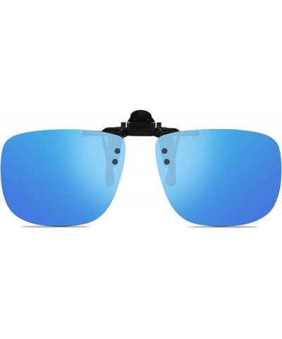 Polarized Unisex Clip on Flip up Sunglasses over Prescription and Reading Glasses Frames Ice Blue $8.84 Rimless