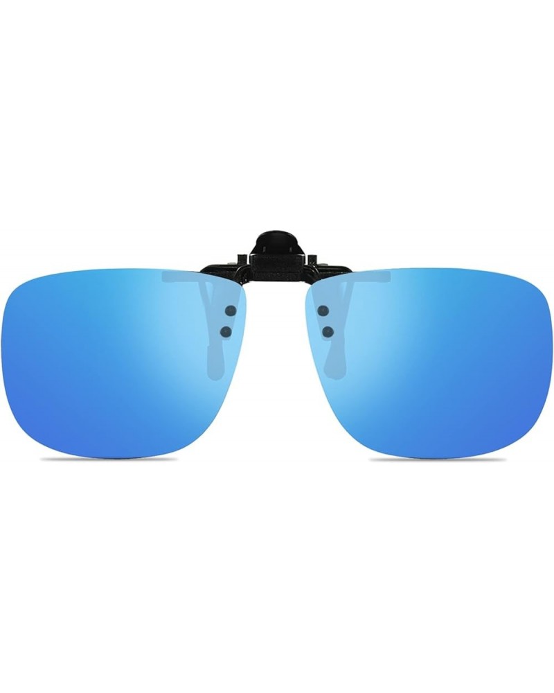 Polarized Unisex Clip on Flip up Sunglasses over Prescription and Reading Glasses Frames Ice Blue $8.84 Rimless