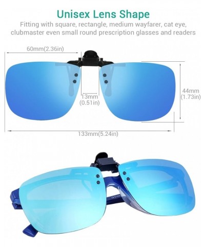 Polarized Unisex Clip on Flip up Sunglasses over Prescription and Reading Glasses Frames Ice Blue $8.84 Rimless