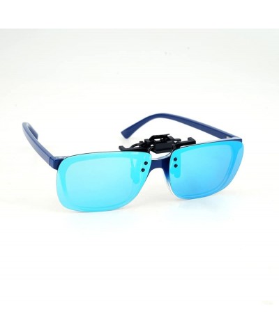 Polarized Unisex Clip on Flip up Sunglasses over Prescription and Reading Glasses Frames Ice Blue $8.84 Rimless