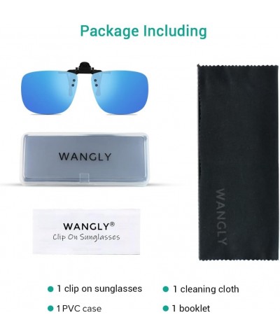 Polarized Unisex Clip on Flip up Sunglasses over Prescription and Reading Glasses Frames Ice Blue $8.84 Rimless