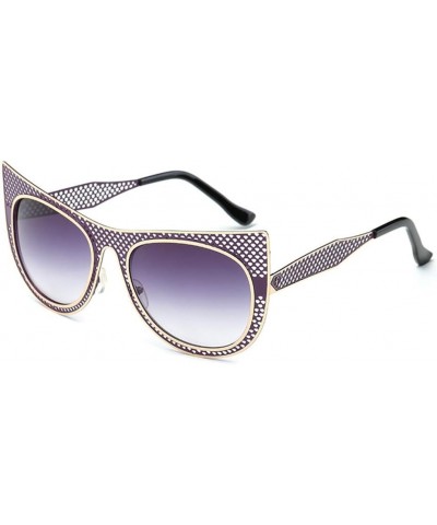 Hollow Metal Frame Street Fashion Cateye Women Sunglasses Purple $10.63 Designer