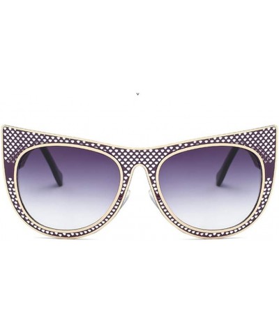 Hollow Metal Frame Street Fashion Cateye Women Sunglasses Purple $10.63 Designer