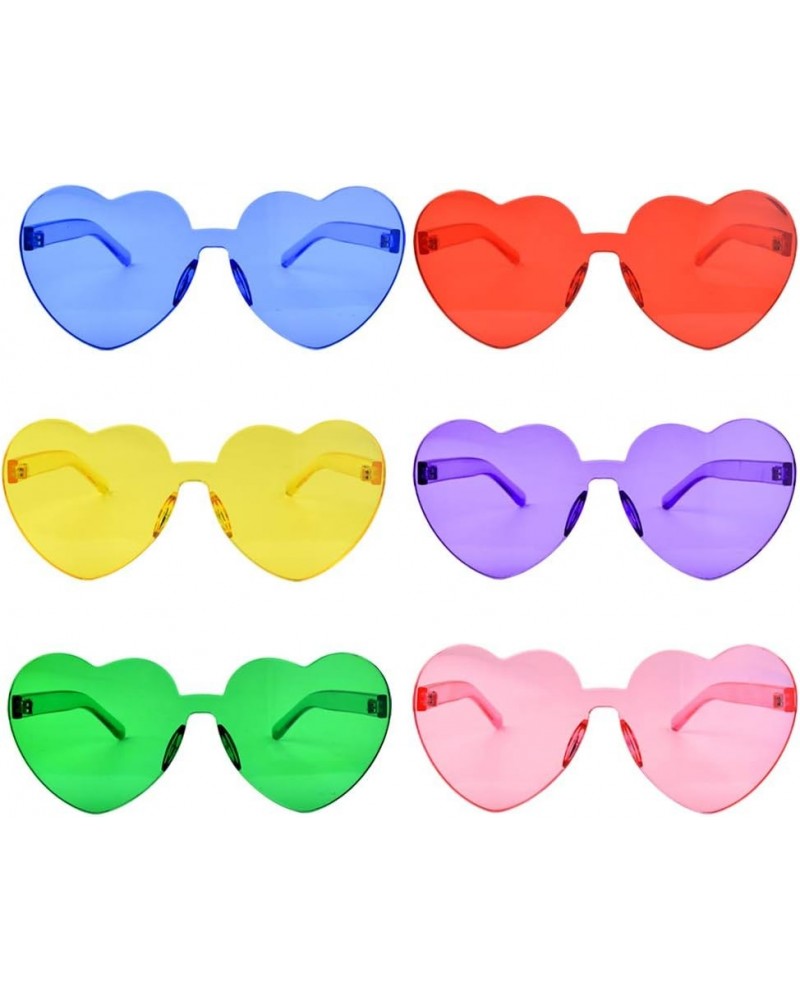 6 Pcs Heart Shape Sunglasses Frameless Transparent Glasses Party Favors for Women Multicolor 1 $6.30 Rimless