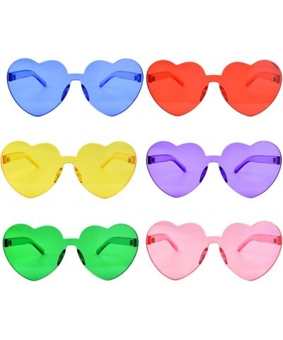 6 Pcs Heart Shape Sunglasses Frameless Transparent Glasses Party Favors for Women Multicolor 1 $6.30 Rimless