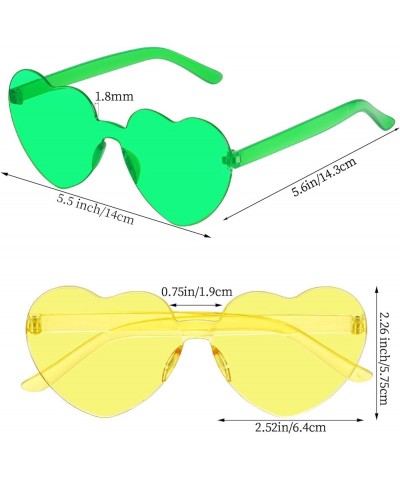 6 Pcs Heart Shape Sunglasses Frameless Transparent Glasses Party Favors for Women Multicolor 1 $6.30 Rimless