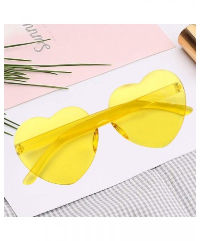 6 Pcs Heart Shape Sunglasses Frameless Transparent Glasses Party Favors for Women Multicolor 1 $6.30 Rimless