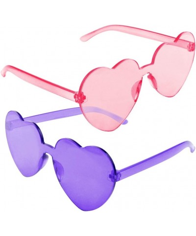 6 Pcs Heart Shape Sunglasses Frameless Transparent Glasses Party Favors for Women Multicolor 1 $6.30 Rimless