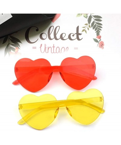 6 Pcs Heart Shape Sunglasses Frameless Transparent Glasses Party Favors for Women Multicolor 1 $6.30 Rimless