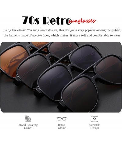 70s Retro Aviator Sunglasses for Women – Men Large Frame Square Vintage Orange Sunglasses UV400 Protection B2* Brown Tortoise...