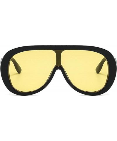 Oversized Pilot Sunglasses Women Fashion Big Frame One Piece Sun Glasses Mask Goggle Trendy Metal Frame Oval Shades Yellow $9...