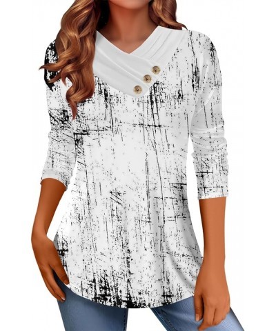 Women's Plus Size Button V Neck 2023 Casual Loose Tee Tops Tie Dye Basic Shirts Trendy Cute Slim Fit Dressy Blouses 1-white $...