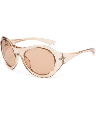 Y2K Oval Cute Sunglasses for Women Men Oversized Frame Round Glasses UV Protection Colourful Shades Champagne $9.99 Oversized