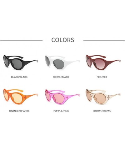 Y2K Oval Cute Sunglasses for Women Men Oversized Frame Round Glasses UV Protection Colourful Shades Champagne $9.99 Oversized