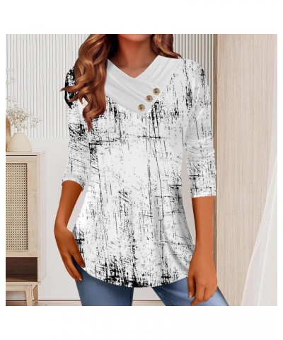 Women's Plus Size Button V Neck 2023 Casual Loose Tee Tops Tie Dye Basic Shirts Trendy Cute Slim Fit Dressy Blouses 1-white $...