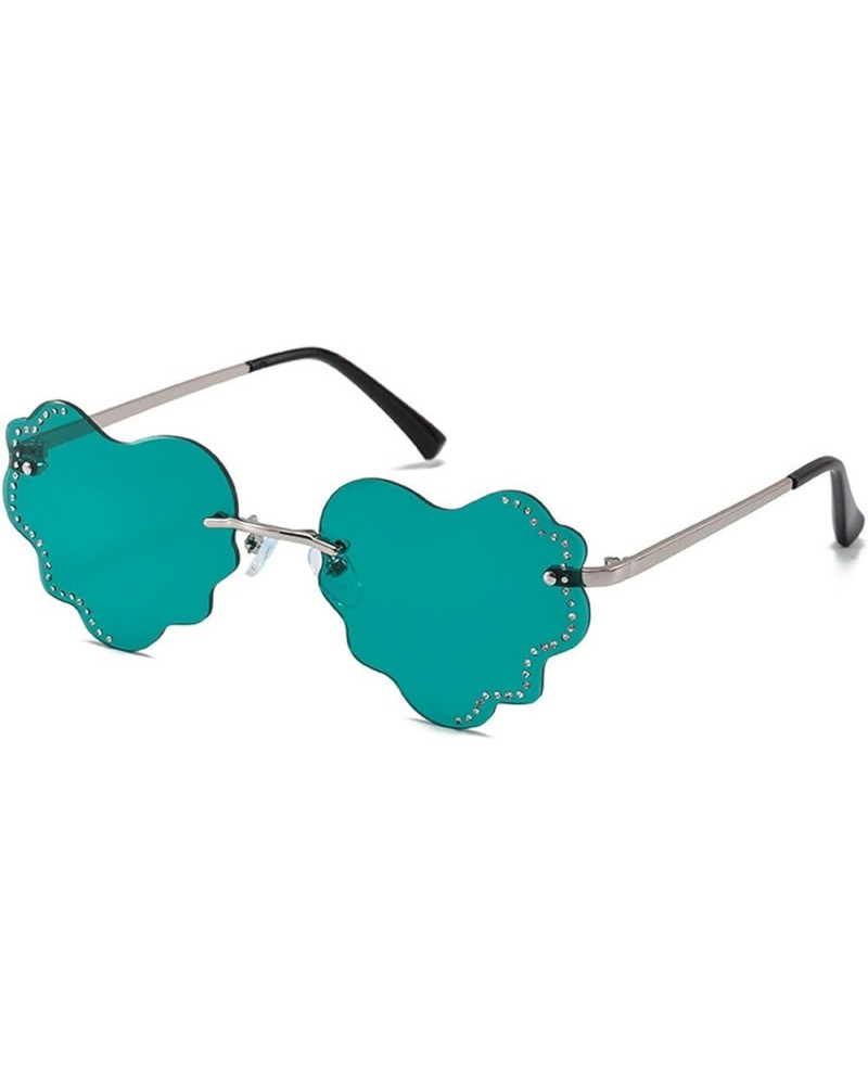 Heart Love Sunglasses Fashion Frameless Rhinestone Sunglasses Oversize Love Glasses for Women bling Eyewear green $10.58 Over...