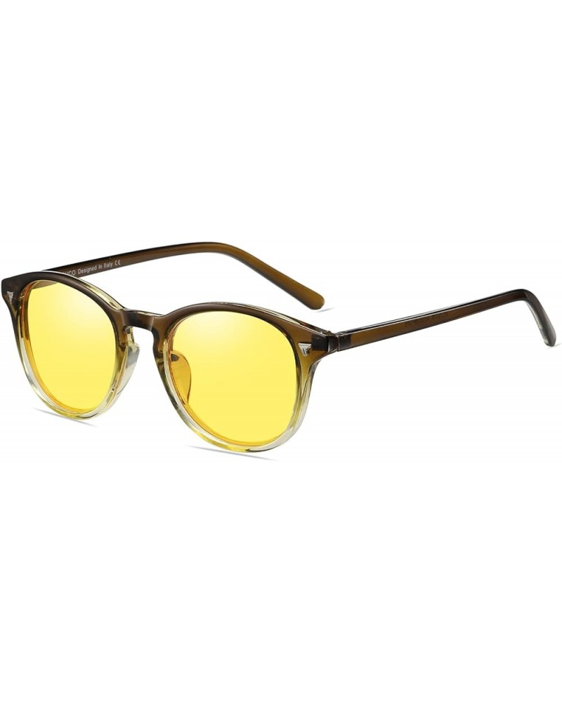 Round Women Polarized Night Vision Driving Anti Glare Yellow Glasses Polarized Reduce Glare and Enhance Vision 5206 Gradient ...