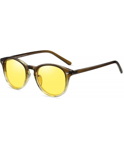 Round Women Polarized Night Vision Driving Anti Glare Yellow Glasses Polarized Reduce Glare and Enhance Vision 5206 Gradient ...