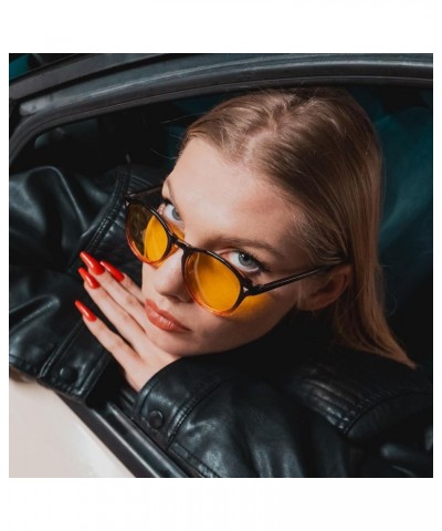 Round Women Polarized Night Vision Driving Anti Glare Yellow Glasses Polarized Reduce Glare and Enhance Vision 5206 Gradient ...