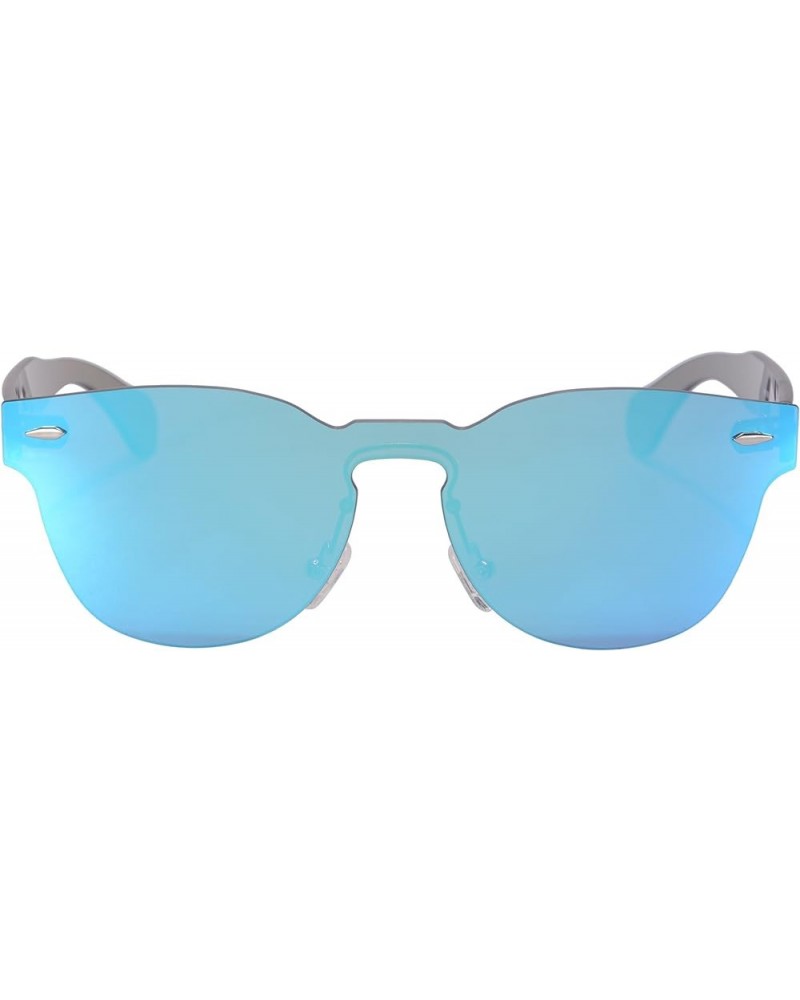 One Piece Style Women's Mirror Sunglasses PC Frame UV400 Protection Summer Glasses-SG71002 C2, Sky Blue sky blue $13.80 Oval