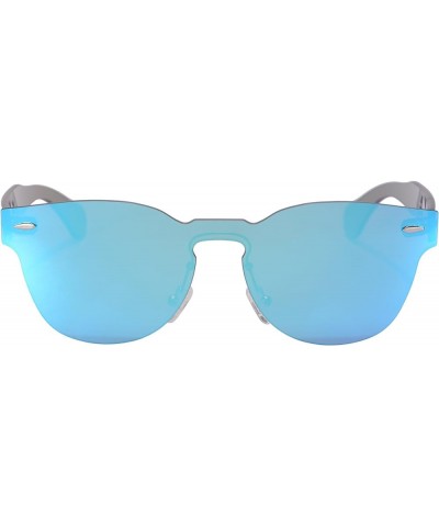 One Piece Style Women's Mirror Sunglasses PC Frame UV400 Protection Summer Glasses-SG71002 C2, Sky Blue sky blue $13.80 Oval