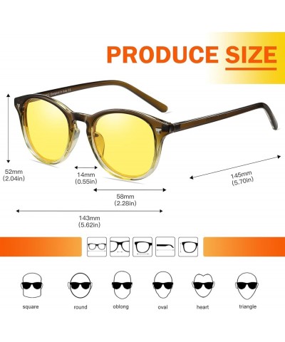 Round Women Polarized Night Vision Driving Anti Glare Yellow Glasses Polarized Reduce Glare and Enhance Vision 5206 Gradient ...