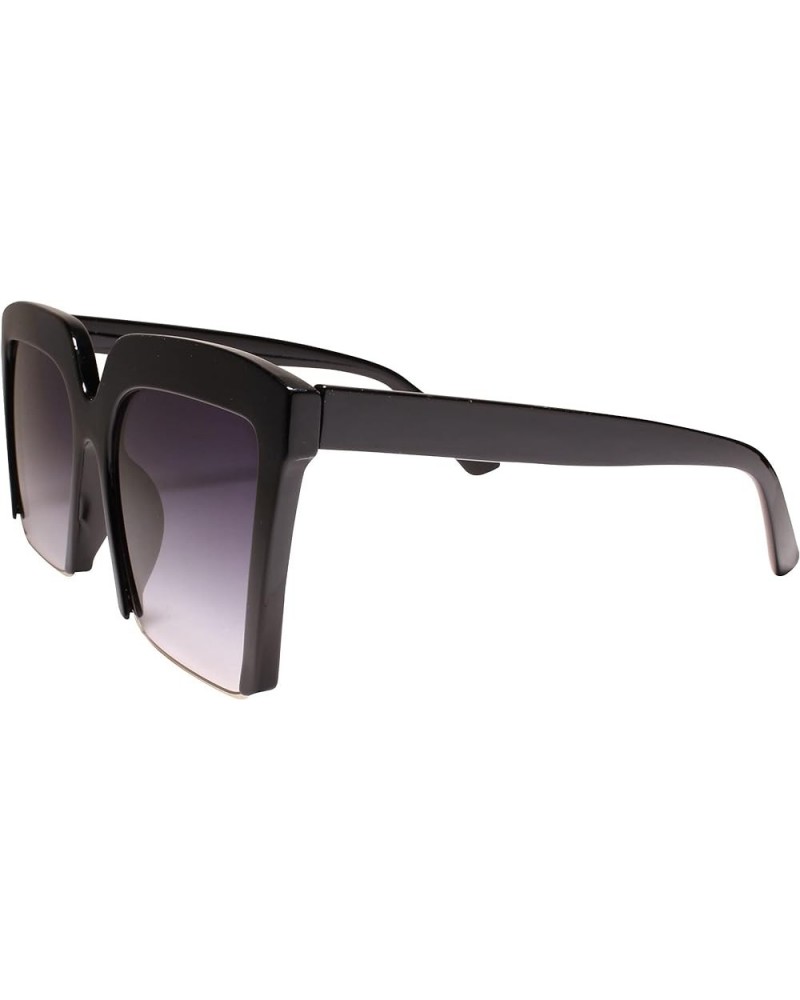 Classy Retro Oversized Exaggerated Womens Semi Rimless Square Sunglasses Black $9.87 Oversized