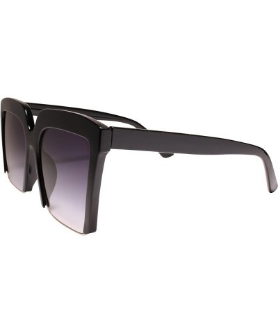 Classy Retro Oversized Exaggerated Womens Semi Rimless Square Sunglasses Black $9.87 Oversized