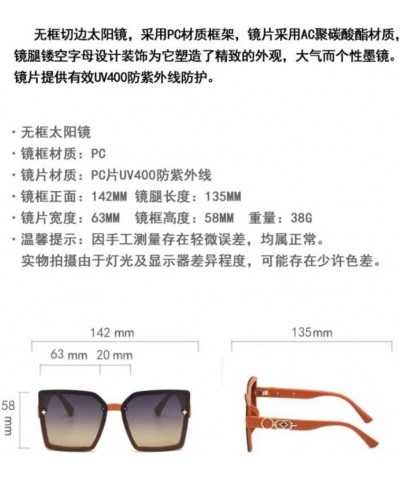 Fashion Square Sunglasses for Men and Women UV Protection Sunglasses Star Decoration Thin Glasses Orange Frame Purple Yellow ...