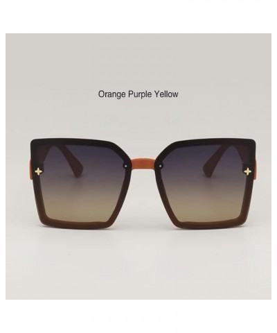 Fashion Square Sunglasses for Men and Women UV Protection Sunglasses Star Decoration Thin Glasses Orange Frame Purple Yellow ...