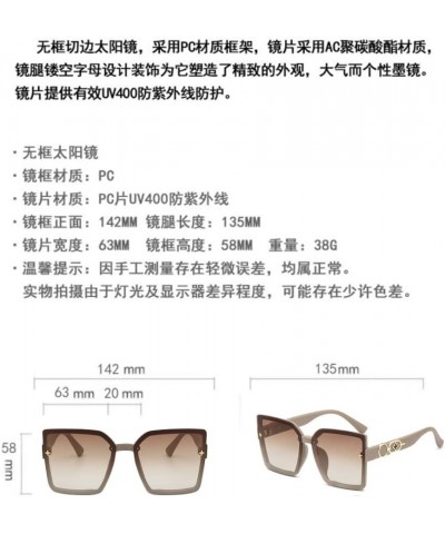 Fashion Square Sunglasses for Men and Women UV Protection Sunglasses Star Decoration Thin Glasses Gray Frame Double Tea Flake...