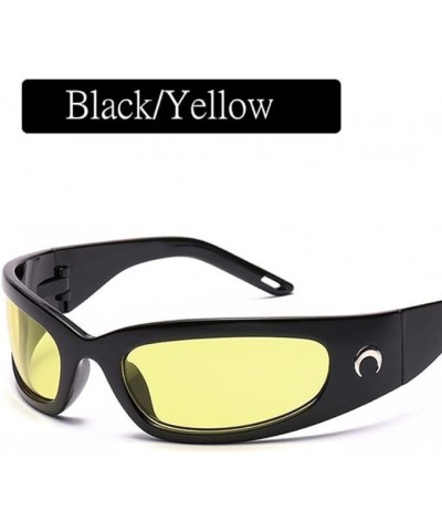 Sunglasses Womens Trendy Sunglasses Men y2k sunglasses Wrap Around Sunglasses For Women Unisex Glasses Yellow/Black Black $7....