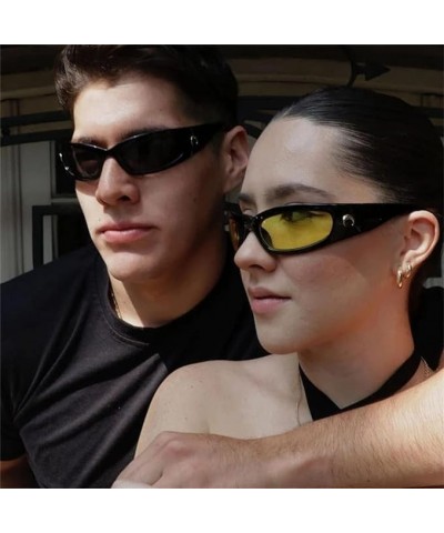 Sunglasses Womens Trendy Sunglasses Men y2k sunglasses Wrap Around Sunglasses For Women Unisex Glasses Yellow/Black Black $7....