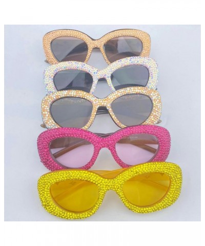 Women Cat Eye Sunglasses Fashion Shiny Bling Diamond Party Sunglasses Sparkling Square Rhinestone Sunglasses for Women 2pcs-p...