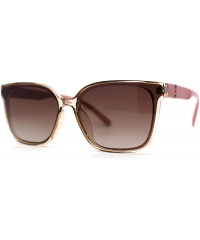 Womens Mod Inset Lens Horn Rim Fashion Plastic Sunglasses Beige Pink / Brown $10.05 Rectangular