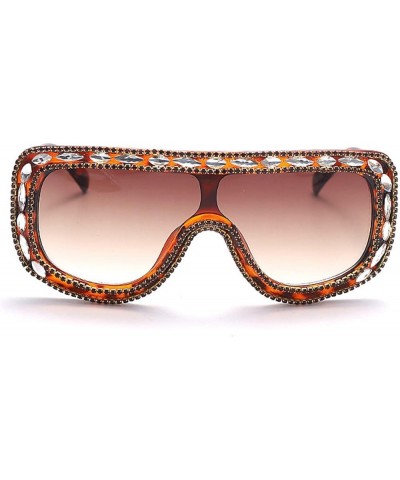 Big Frame One-Piece Diamond Rhinestone Sunglasses Women Luxury Shiny Sun Glasses Female Vintage Oversized Shades UV400 Tea $1...