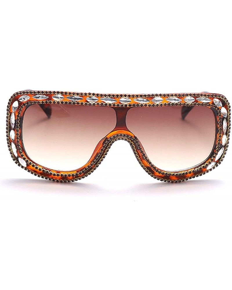 Big Frame One-Piece Diamond Rhinestone Sunglasses Women Luxury Shiny Sun Glasses Female Vintage Oversized Shades UV400 Tea $1...