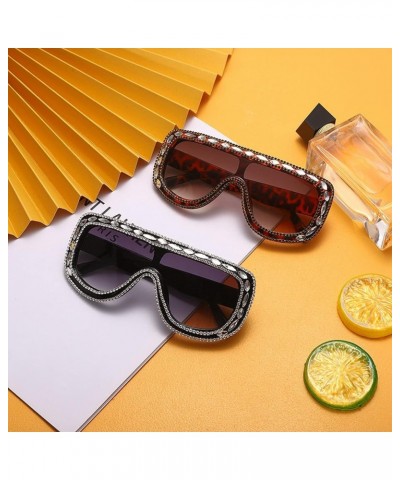 Big Frame One-Piece Diamond Rhinestone Sunglasses Women Luxury Shiny Sun Glasses Female Vintage Oversized Shades UV400 Tea $1...